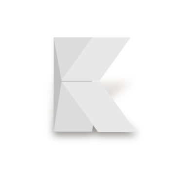 Letra K en vector, con los planos de plegado y sus valores tonales