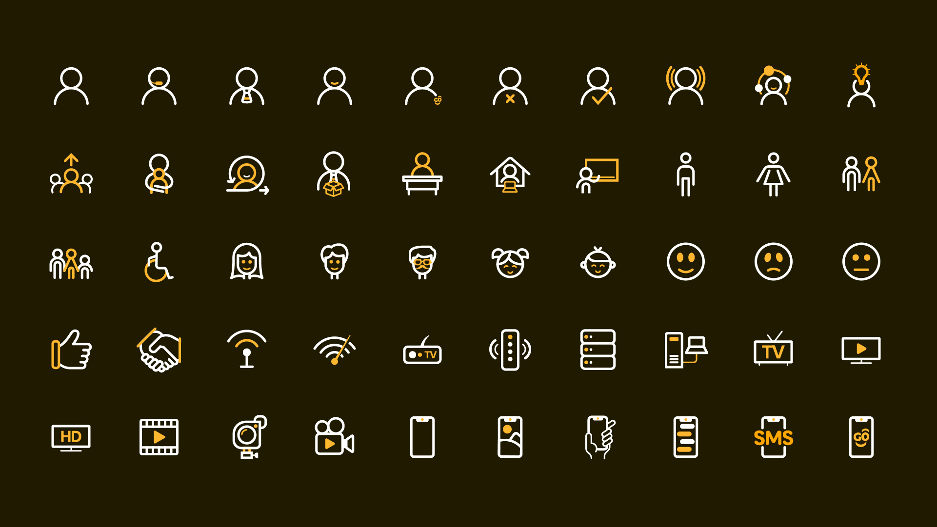 Retícula 1 de iconos del sistema de iconografía para Tigo