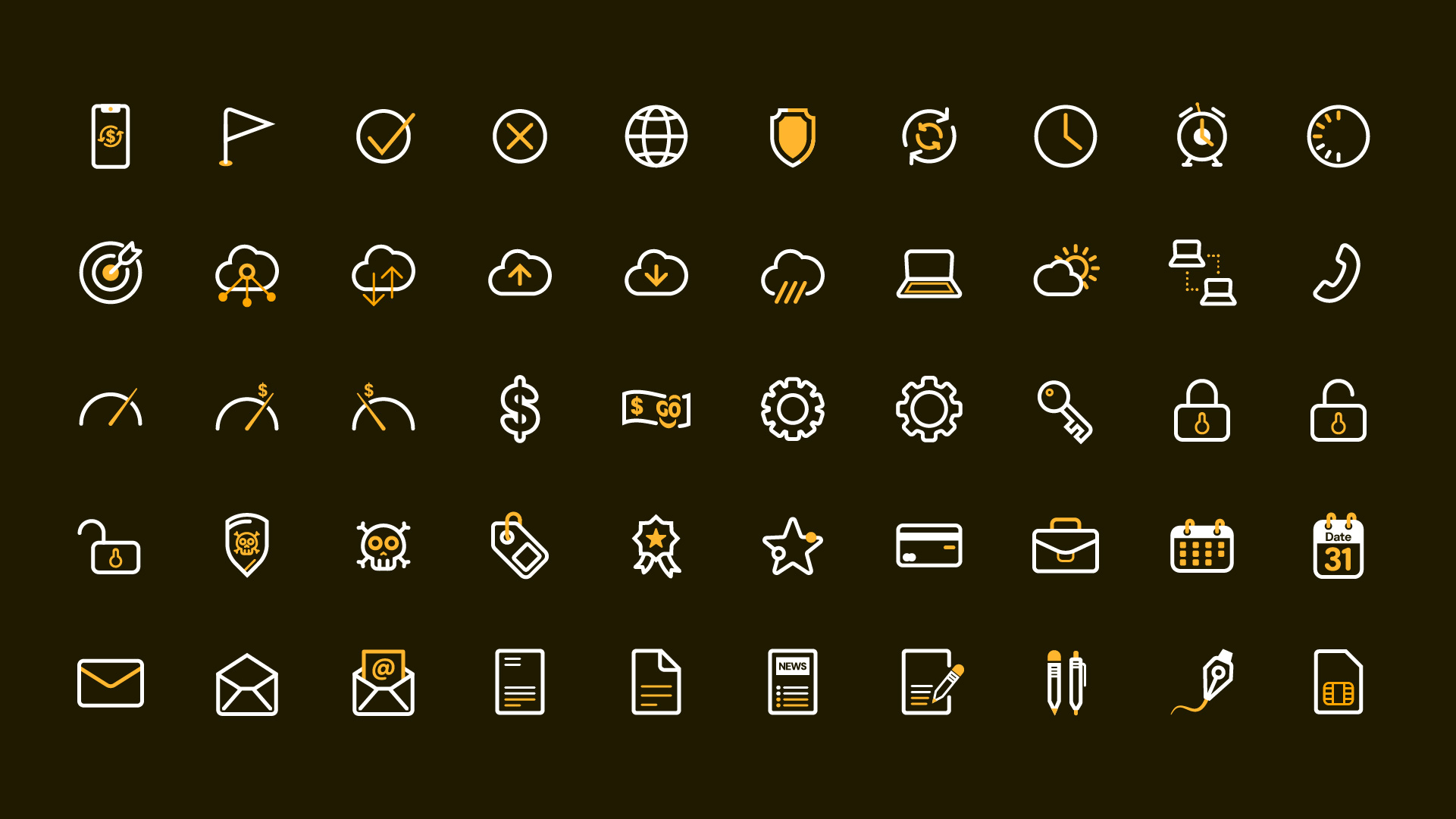 Retícula 2 de iconos del sistema de iconografía para Tigo