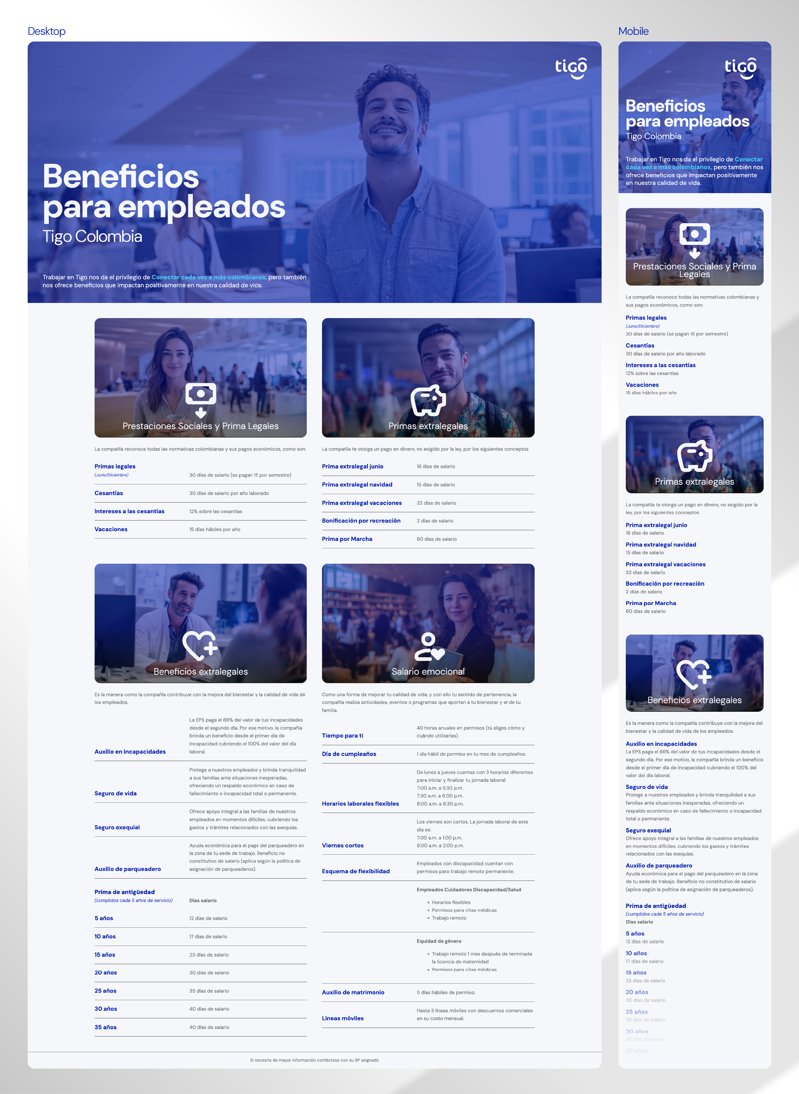 Landing de beneficios completa en escritorio y móvil